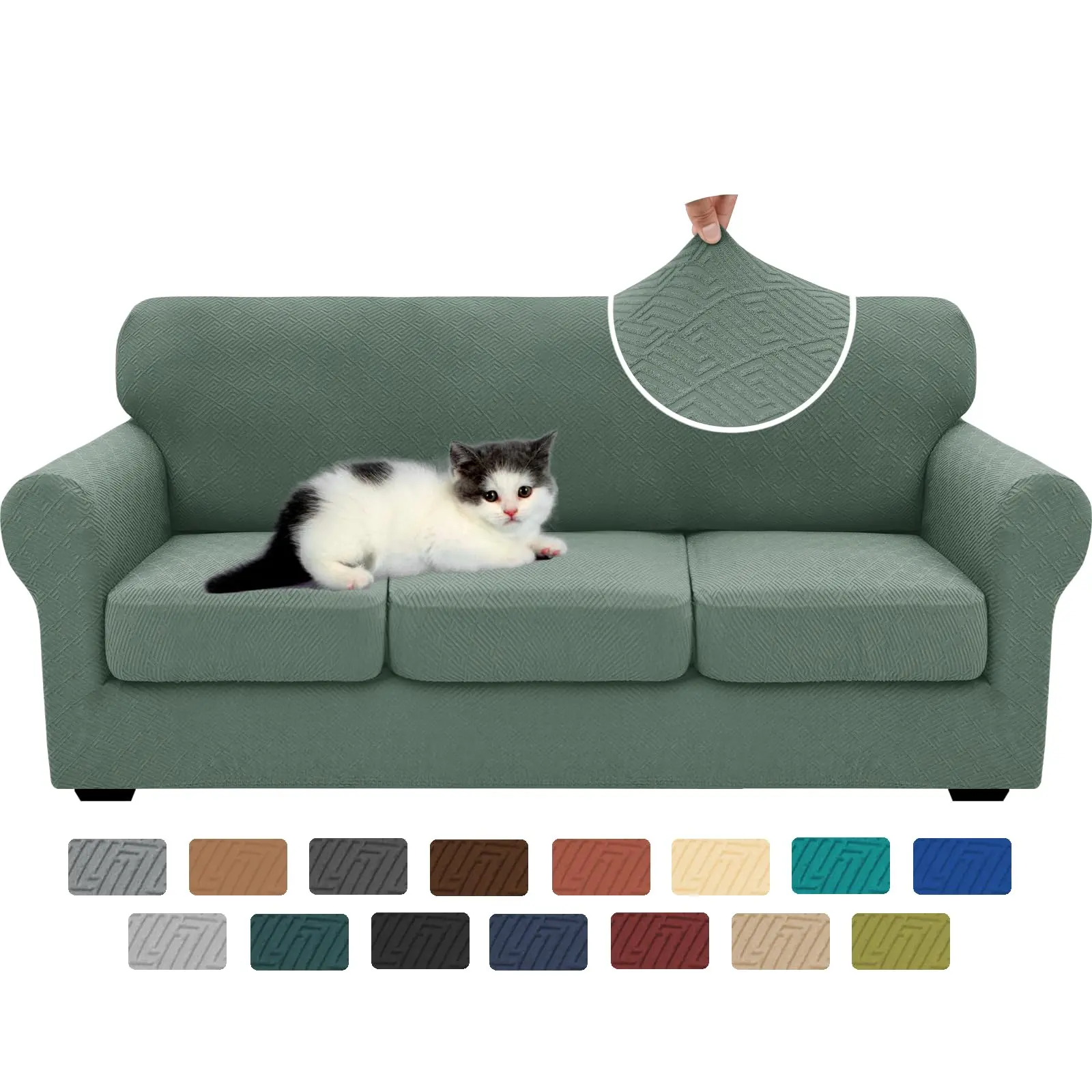 YSTYLE Newest 1/2/3/4 Seat Couch Covers,Super Stretch,Thick Soft Sofa Cover Anti Slip,Sofa Slipcover Dogs Cats,Furniture Protector,Super Stretch Chair Slipcover for Living Room,Super Stretch Loveseat Slipcover Pet Dog Universal Slip