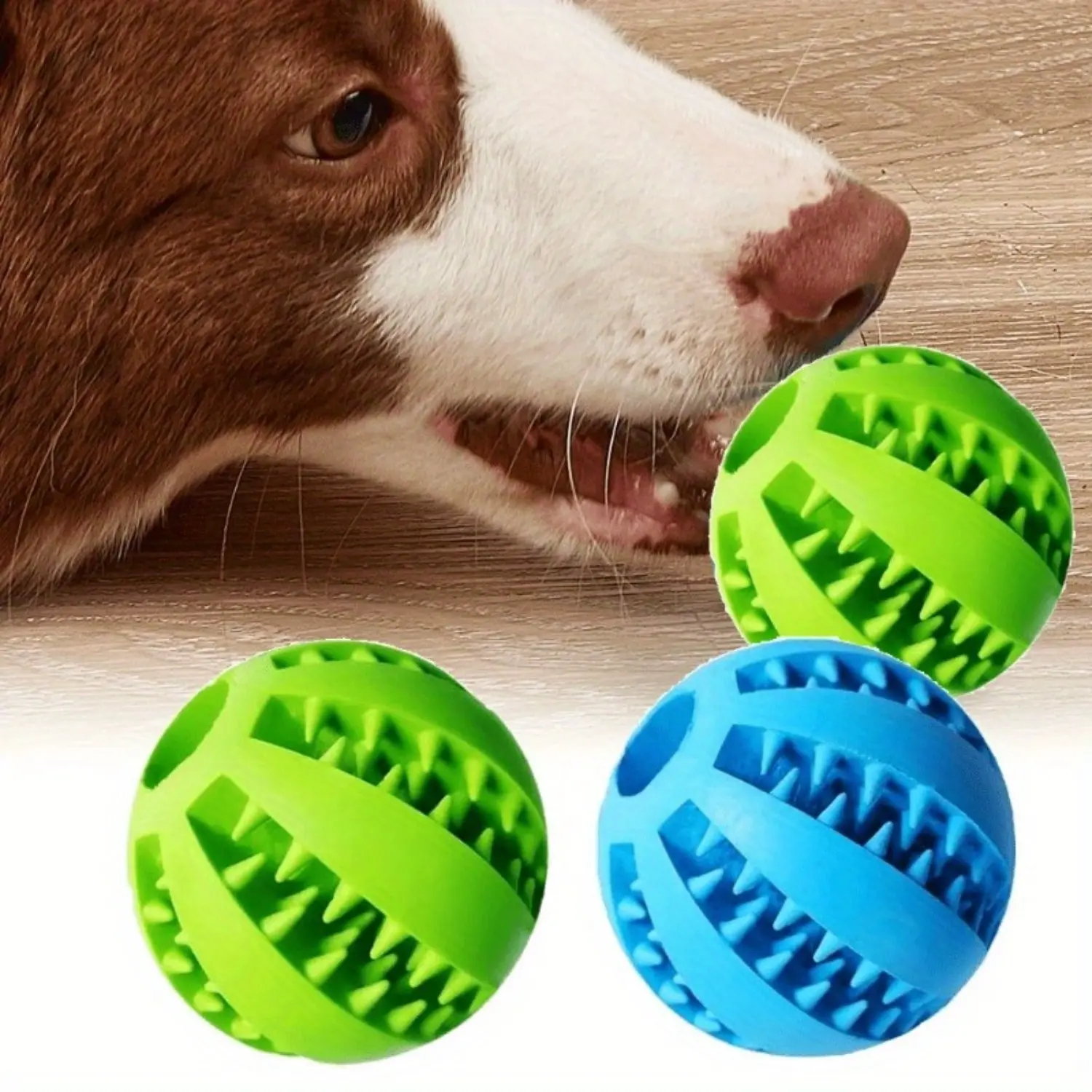 2-Pack Nontoxic Bite-Resistant Durable Rubber Ball-Shape Dog Treat-Dispensing Toys, Teeth Cleaning Intelligence-Improving Playthings for Small-Medium Breed Indoor Use