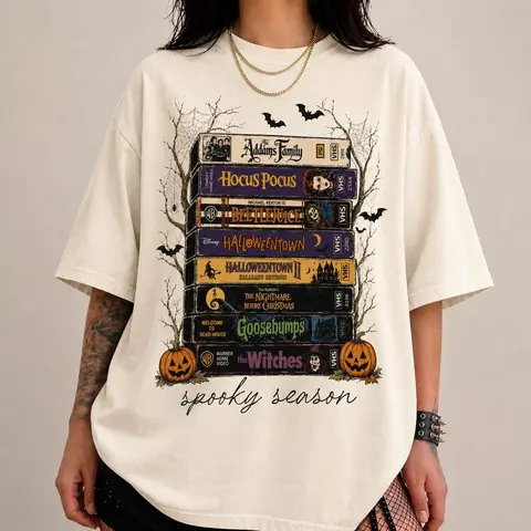 [Christinas Deals] Comfort Colors Vintage Halloween Movie TShirt, Retro Spooky Season Tee, Horror Film Graphic Shirt, Scary Movie Lover Shirt, Funny Halloween Horror Tee