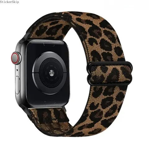 Women's 2026 Trendy Leopard Print Breathable Stretchy Nylon iWatch Band with Buckle - Adjustable Fit, Compatible with Series 3-7 & SE, Soft Lightweight Luggage Bag Accessory for Daily Wear, Fitness, Gift for Women, Girlfriends
