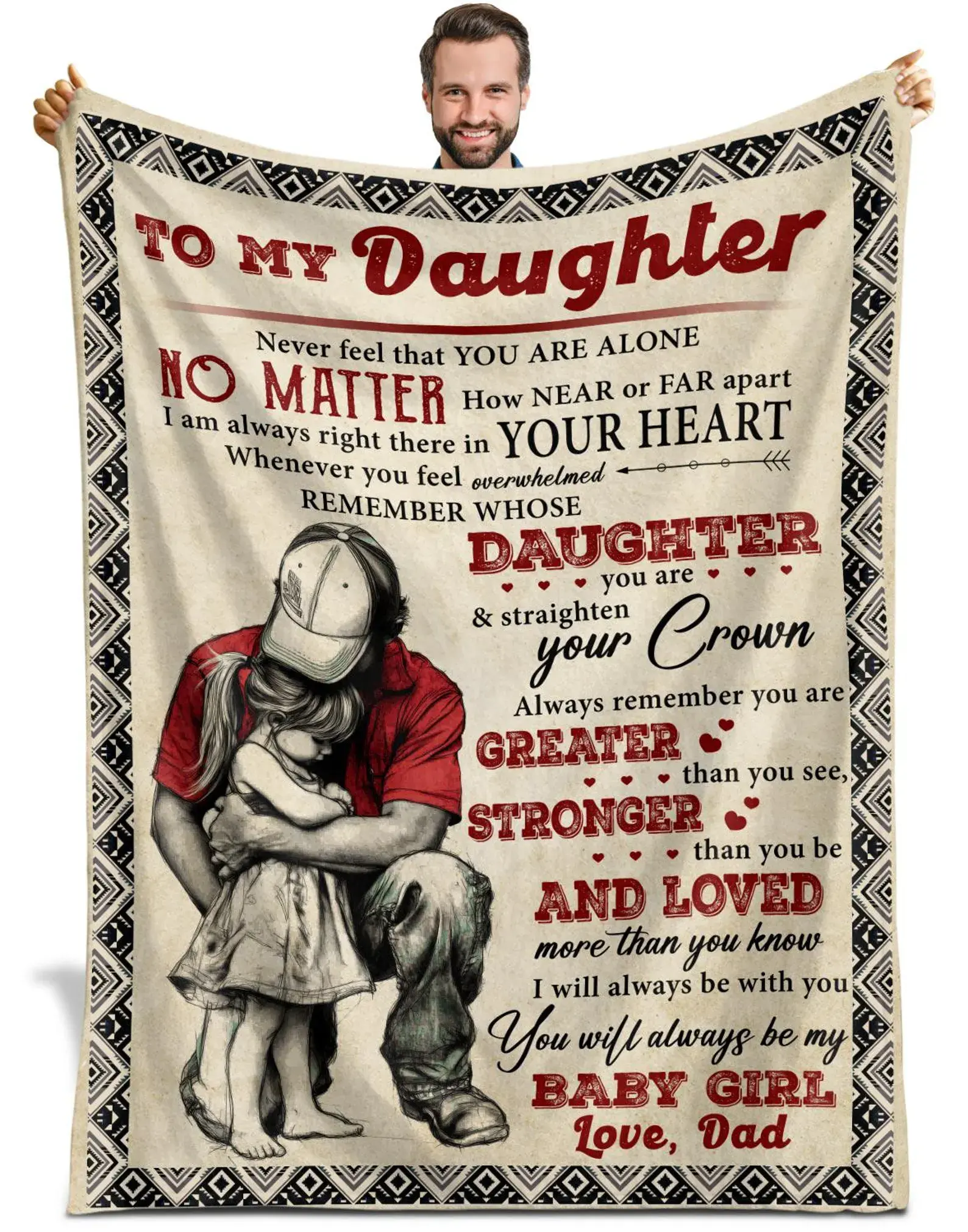 To My Daughter Blanket from Dad, Inspirational Fleece or Sherpa Throw, Motivational Gift for Daughter, Father-Daughter Love Blanket