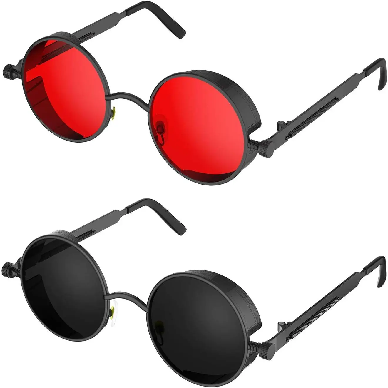 Retro Gothic Steampunk Sunglasses - Round Lens Metal Frame, Unisex Sunglasses for Driving