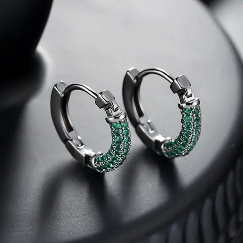 Zircon Earrings Trendy Hip Hop Unique Design Fashionable Men's Jewelry Suitable for Daily Wear Gift Idea Statement Hoops Earrings Artificial Zircon Earrings Zirconia Hoop Earrings Casual Trendy Jewelry