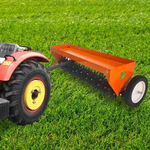 40 Inch Tow Behind Aerator, Plug Aerator for Lawn Tractor with Universal Hitch, Steel Coring Teeth & Transport Wheel, for Yard, Farm & Garden,Orange