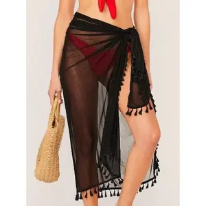 SOLID SARONG WITH TASSELS