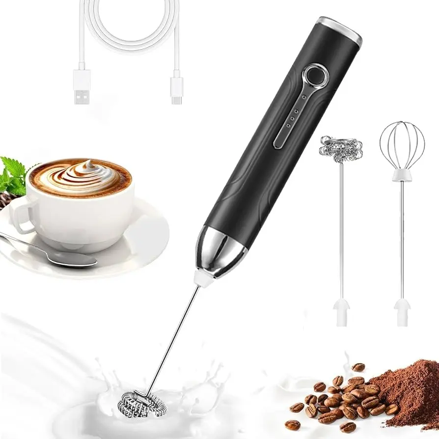 Rechargeable Handheld Coffee Frother Cordless Milk Frother, Electric Milk Frother & Drink Whisk Mixer, Mini Foamer for Lattes,Cappuccino, Matcha & Hot Chocolate, Coffee Making Tool, Coffee Tools, Coffee Equipment