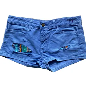 Redone Shorts with Tribal Pattern Low Waist Cerulean blue