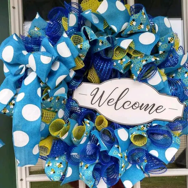 welcome deco mesh wreath