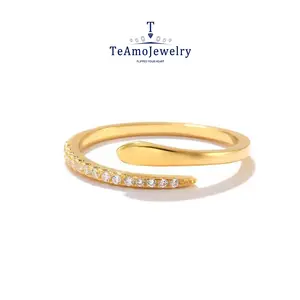 925 sterling silver artificial gemstone personalized open-end ring, creative snake shaped minimalist design