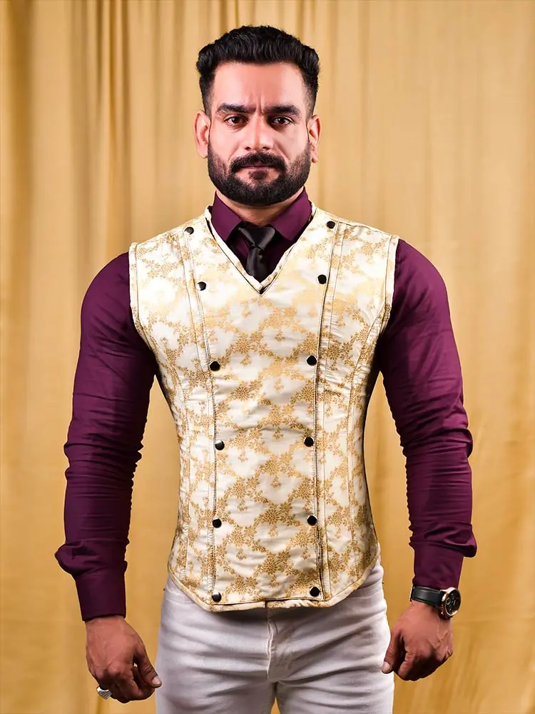 Floral Vest corset top - Brocade Mens Corset