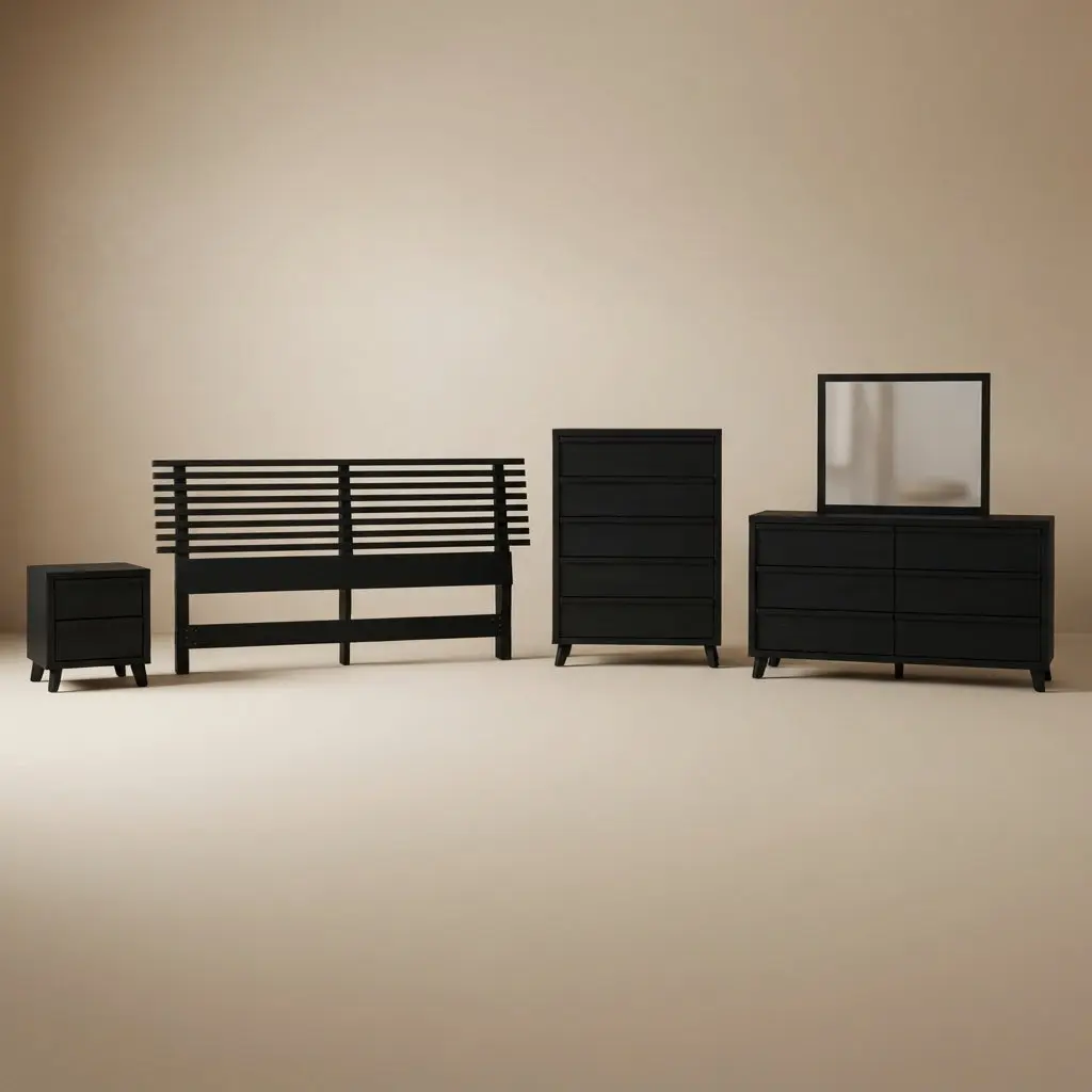 Danziar King Slat Headboard, Dresser, Mirror, Chest and Nightstand