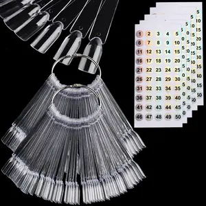 100PCS Nail Color Swatch Sticks with Number Stickers, Clear Square Nail Sample Sticks, Nail Art Display, Fan Shaped Practice Nail Tips with Ring, Nail Polish Color Chart, Nail Salon Supplies springtok