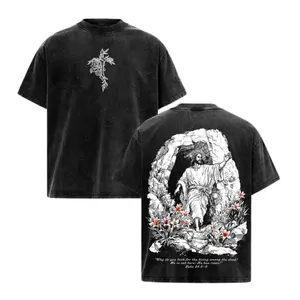 Jesus Is Risen Vintage Washed T-Shirt, Christian Faith Graphic Tee, Easter Bible Verse Shirt, Religious Oversized Vintage Tee for Men Women