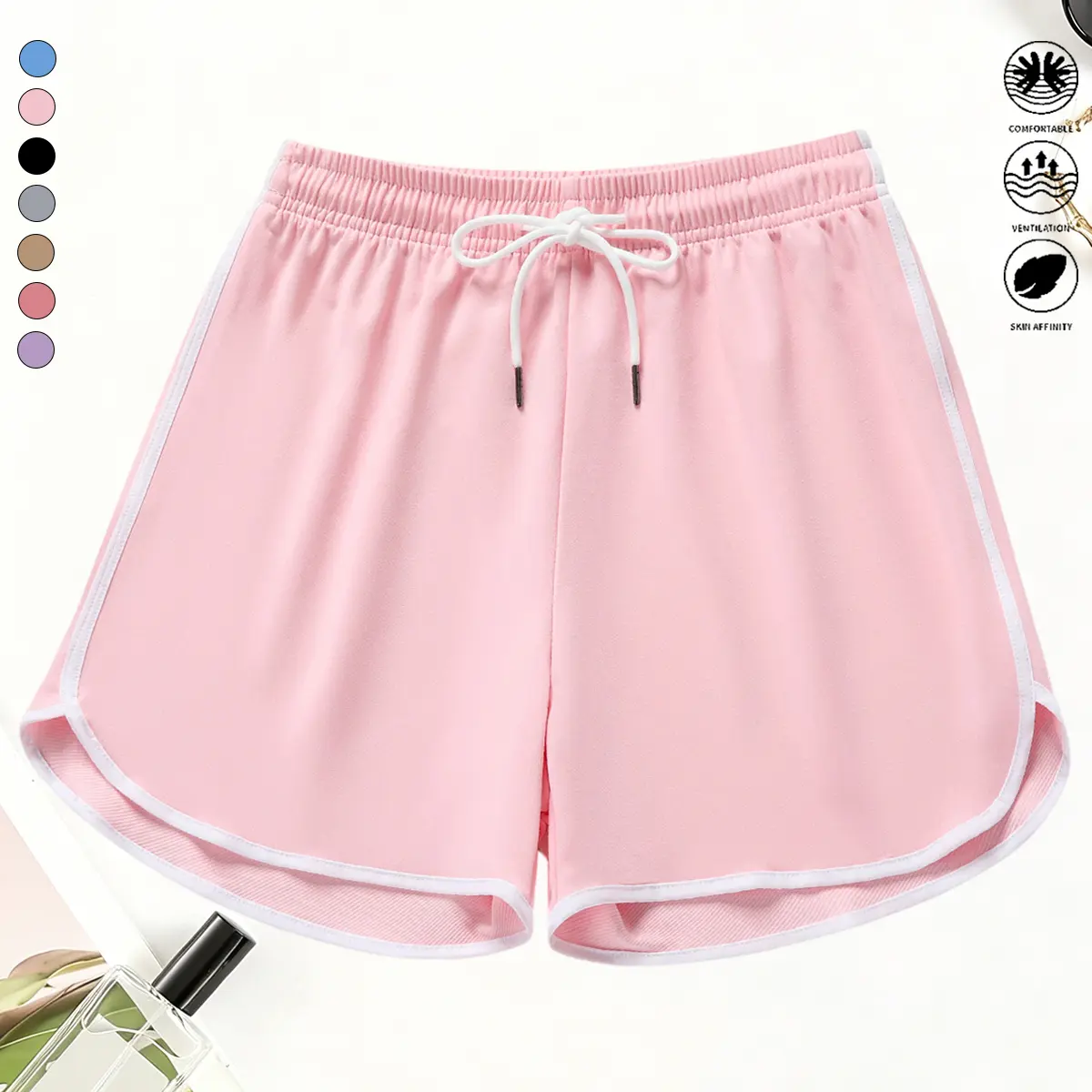 Women’s quick-dry, breathable athletic shorts; casual loose summer shorts with an elastic waistband; stylish striped pattern for home wear; athletic shorts; comfortable casual shorts