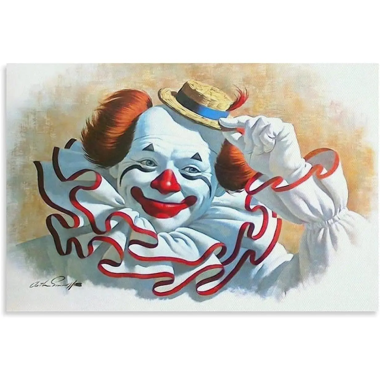 Trendy Decor Canvas Poster -  Vintage Circus Clown Oil Painting Modern Poster 6 Canvas Wall Art Posters For Living Room Bedroom Office Decor Unframe-style 24x36inch(60x90cm) Gifts Decoration Colorful Ornaments Artistic Photo