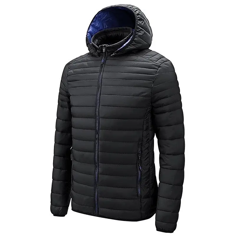 Men's Hooded Winter Coat Warm Puffer Jacket Cotton with Removable Hood Casual Outerwear Long Sleeve Nylon Polyester - Wetsuit