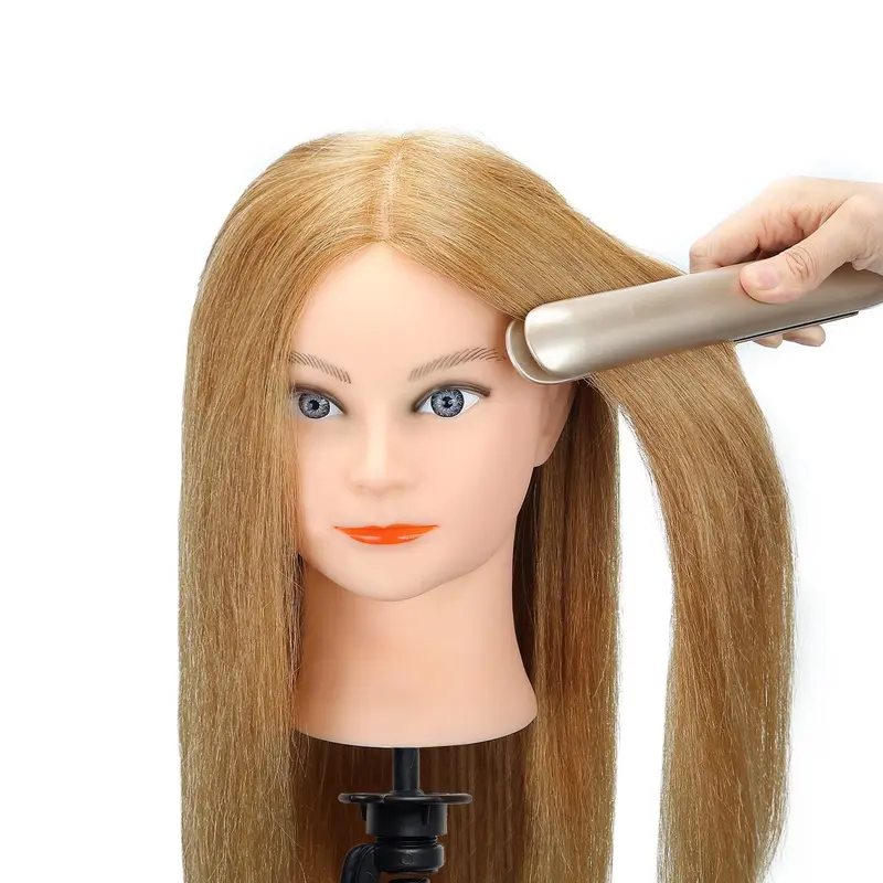 100% Real Hair Beauty Model Head Doll Head Training Headfor Hairdressers to Practice Hair Styling