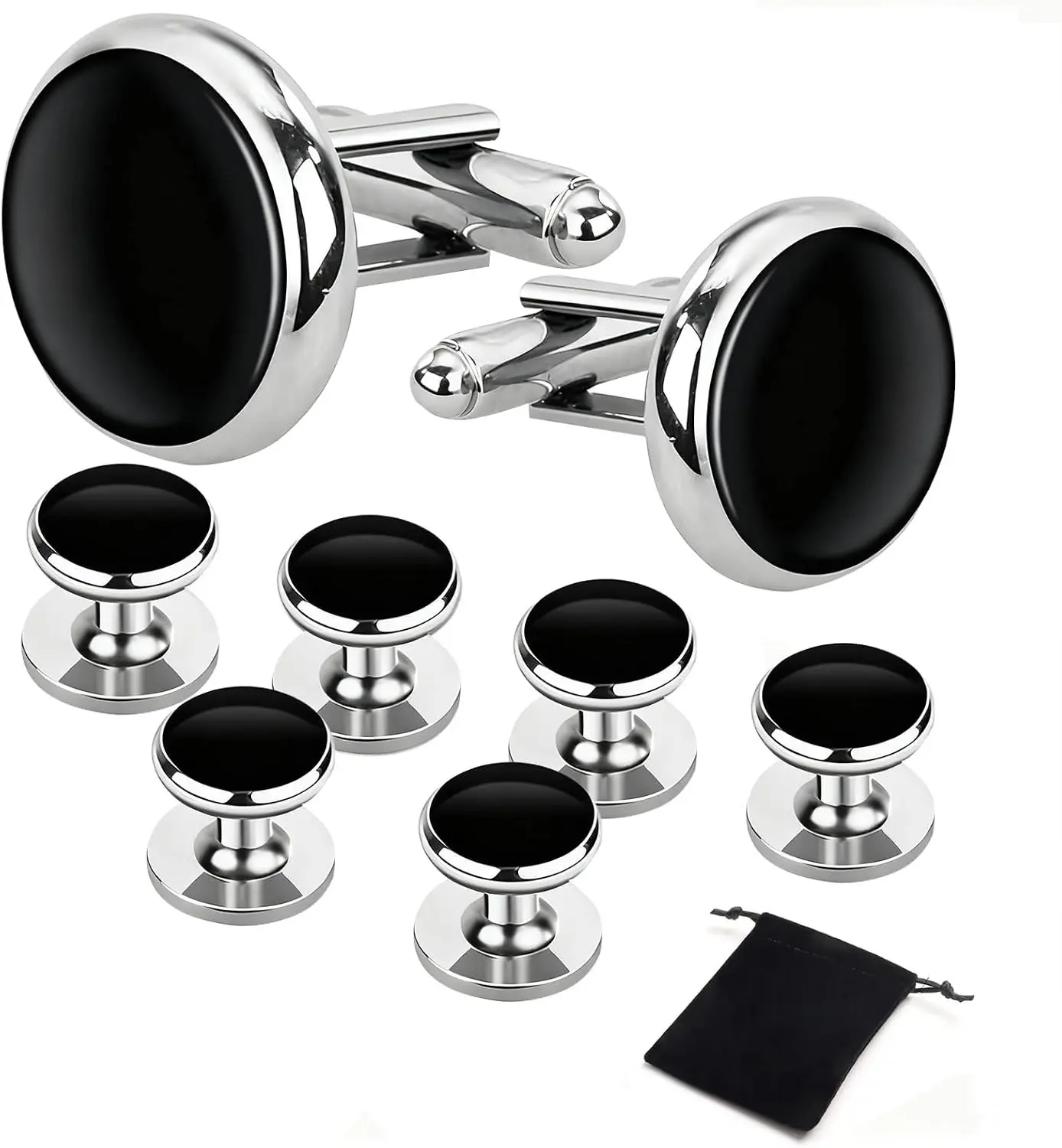 Oiomniv Men's Tuxedo Studs & Cufflinks Set for Formal Events