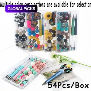 Animal Silicone Focal Beads Set, 54pieces/Box Printed Round and Lentil Beads, DIY Jewelry and Pen-Making Kit #GLOBAL PICKS