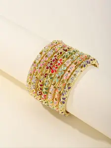 Women's Elegant Colorful Bracelet Set, Trendy Exquisite Bracelet, Stackable Bracelets, Fashionable Jewelry As Birthday Gift for Girlfriend, Bangle Bracelet Set