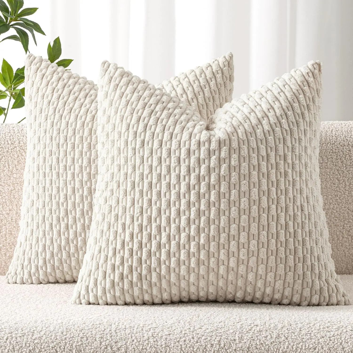 Pack of 2 18x18 Inch Decorative Throw Pillow Covers Soft Boho Striped Textured Corduroy Spring Modern Farmhouse Home Decor for Couch Bed Sofa Living Room Sage Green Pack of 2 18x18 Inch Decorative Throw Pillow Covers Soft Boho Striped Textured Corduroy Spring Modern Farmhouse Home Decor for Couch Bed Sofa Living Room Sage Green
