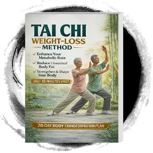 28-Day Tai Chi Fat Reduction Transformation Plan Book, where seniors and adults only need 10 minutes daily to boost metabolism, reduce fat, and strengthen the body, with illustrated step-by-step Tai Chi guides