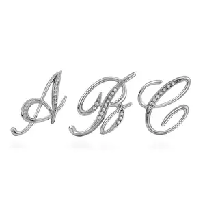 BERRICLE Silver Tone Initial Letter Statement Brooch Pin for Women