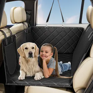 PawGiant Dog Car Seat Covers, Seat Extender, Foldable Waterproof Car Seat Cover,  with Hard Bottom, Nonslip Back Seat Pet-Friendly, Dog Hammock with Storage for Car SUV, Dog Accessories