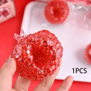Pomegranate Stress Ball, Squishy Toy, Inflatable Crinkle Ball, Moldable Handmade Ball, Relaxing Sensory Play, Fun Fidget Gift