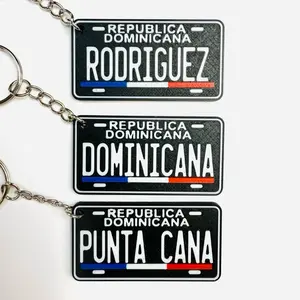 R. DOMINICANA Llaveros de Plastico PLA Mini Placa Matricula de REPUBLICA DOMINICANA en 3D Llavero Personalizado Keychain Last Name DOMINICAN Mini License Plate Keychains 3D plastic PLA