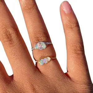 Handmade Opal Crystal Ring Chip Wire dainty for Women - Libra Scorpio