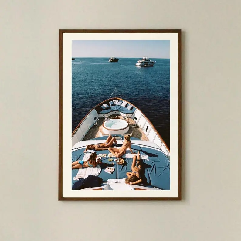 Luxury Yacht Poster, Photography Prints, Luxurious Boat Print, Sailing in Summer Poster, Wall Art Decor, Museum Quality Photo Art Print