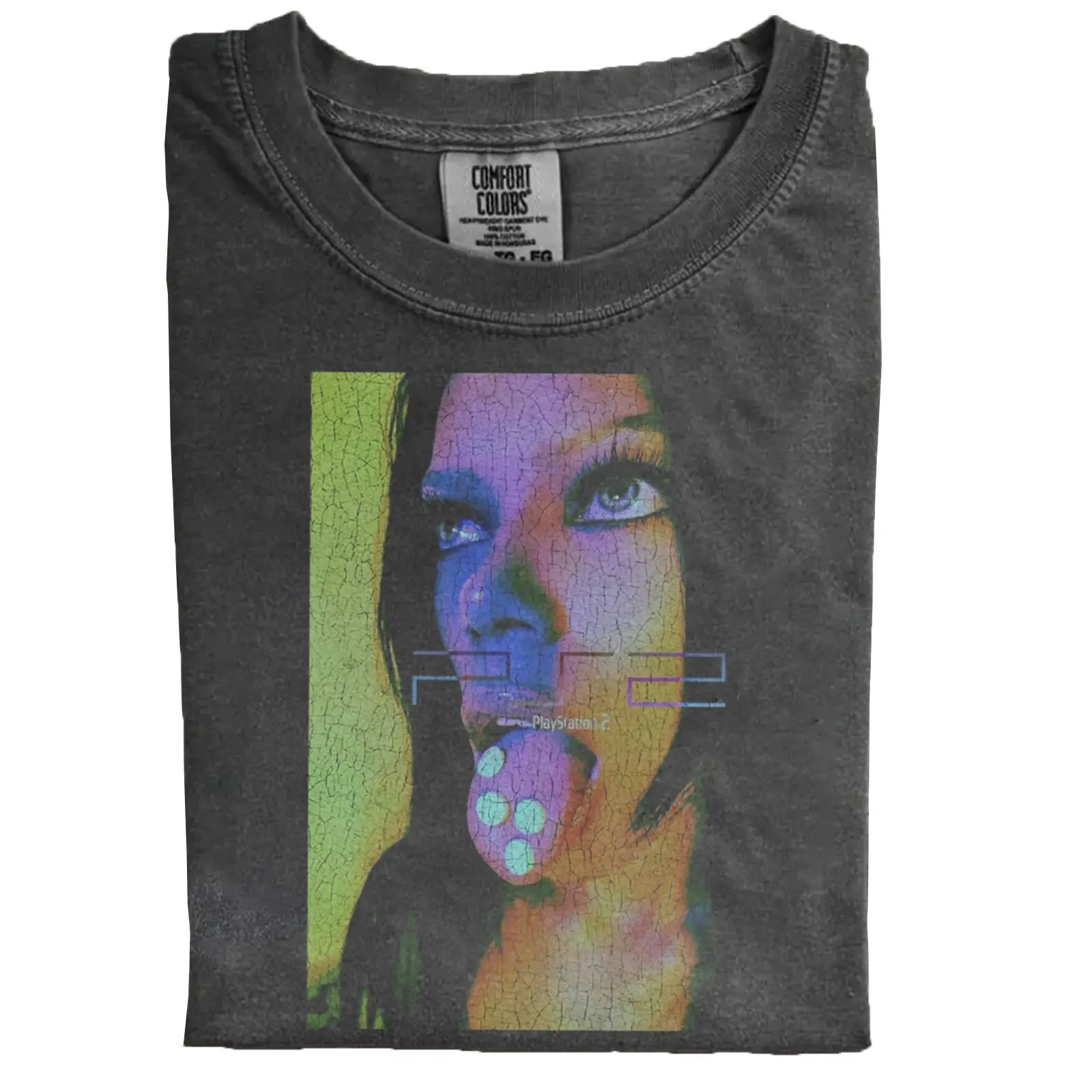 PS2 Ad Campaign Video Gaming Comfort Color Tee Y2K Gaming Aesthetic Shirt Ring Spun Cotton Casual Soft Washed T-Shirt Trendy Tops for Perfect Gift