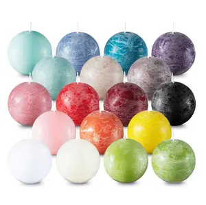 Decorative Rustic Round Candles - 3 Inch Ball Candles for Weddings Decoration, Holiday, and Home Decor - Set of 6 Unscented Sphere Candles