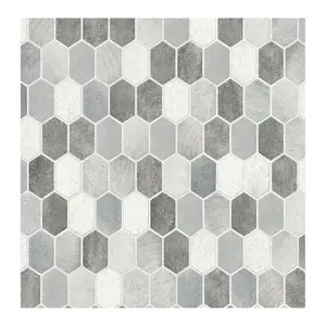 NextWall Brushed Hex Tile Peel and Stick Wallpaper Roll NextWall Brushed Hex Tile Peel and Stick Wallpaper Roll