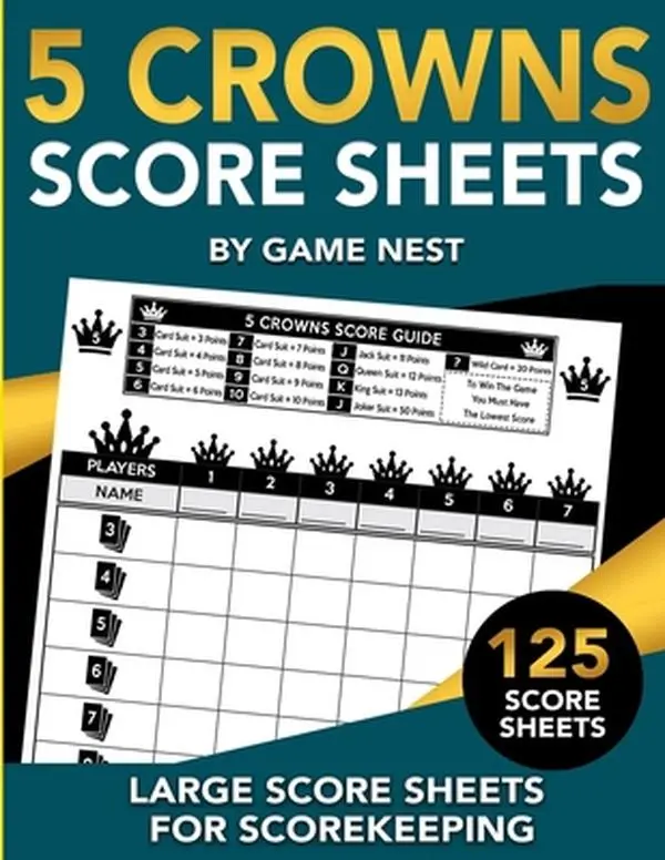 USED Book - 5 Crowns Score Sheets: 125 Large Score Sheets for Scorekeeping by Nest, Game (Paperback) - english
