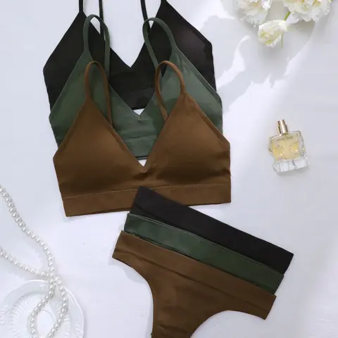 Comfortable No Underwire Triangle Bra Set for Women, 3 Pack Medium Fit Basic Wireless Bras, All Seasons Wear, Underwear, Ladies Lingerie Collection, Brassiere