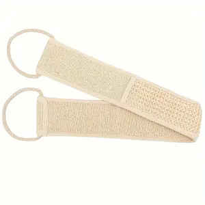 Exfoliating Back Scrubber Towel with Handle, Linen Bath Towel and Body Sponge, Deep Cleansing Shower Cloth for Skin Care