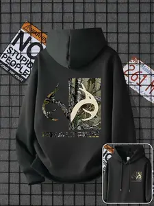 Men's Casual Hooded Sweatshirt, Realtree Antler Camo Print, Comfortable Fabric, Loose Fit, Fall & Winter New Arrival, Versatile Design