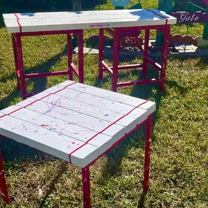 Whimsical Wonders: Furniture Colorized - “My Love’s Seat” Valentines Themed Wooden and Metal Bench with Side Table - red and white Durable Assembled
