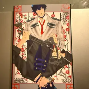 Bloody Journal - Anime Character Design with Red Tie and Floral Background Perfect for Note Taking and Sketching