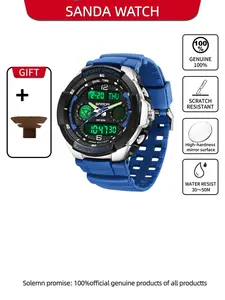 Men's Sportive Digital Watch, Fashionable Digital Watch with Luminous Dial & Alarm Mode, Trendy Multifunctional Watch with Digital Display for Men for Birthday Gift with Box, Digital Wristwatch