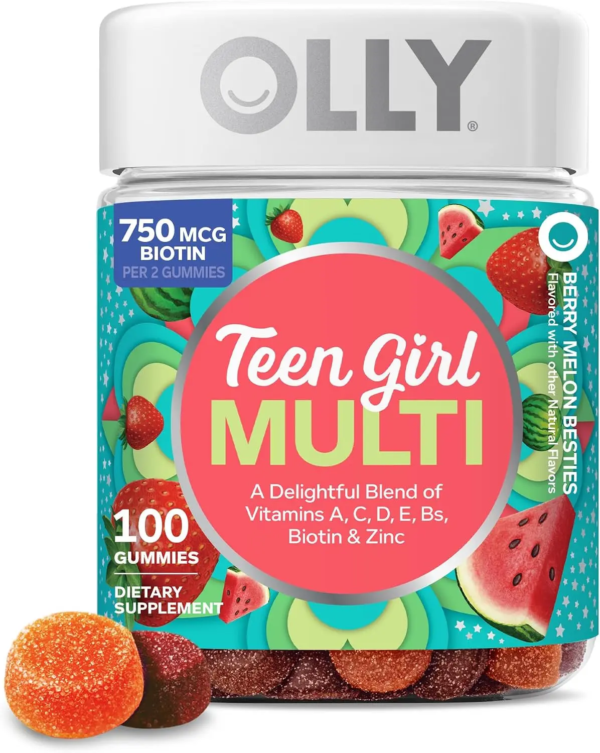OLLY Teen Girl Multi Gummy, Healthy Skin and Immune Support*- 100 Count