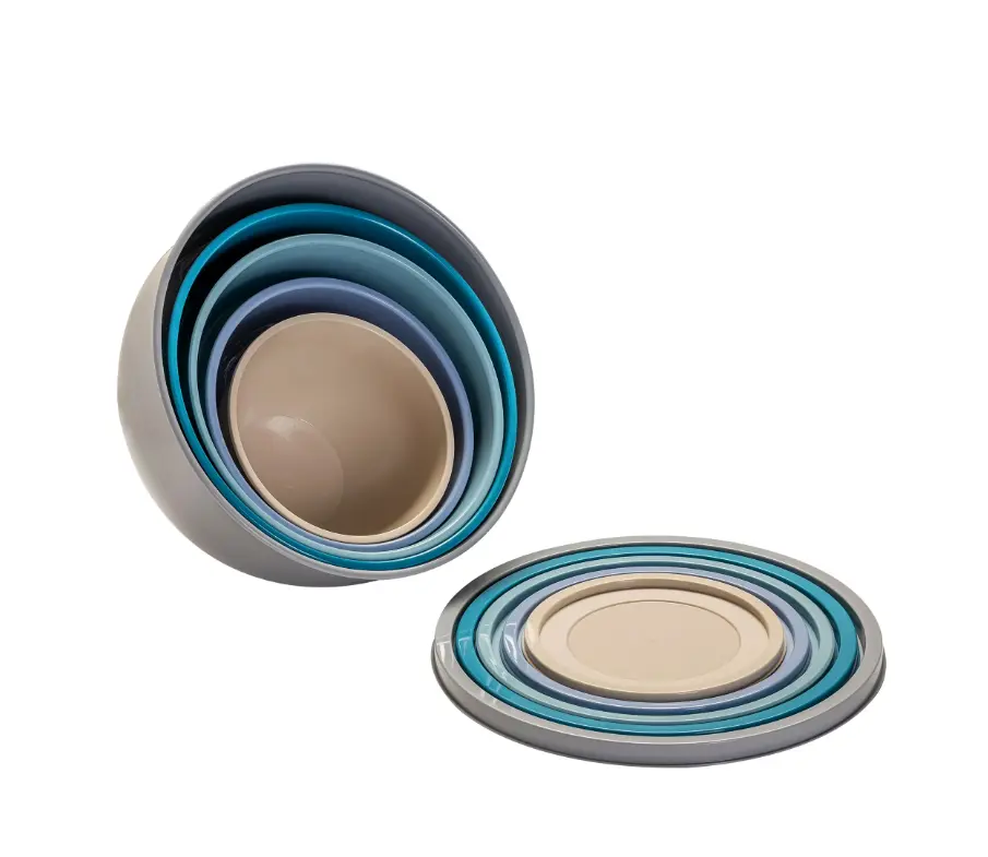 Non-Slip Nesting Plastic Mixing Bowl Set with Airtight Lids for Meal Prep Baking and Kitchen Storage Non-BPA Free Nesting Design