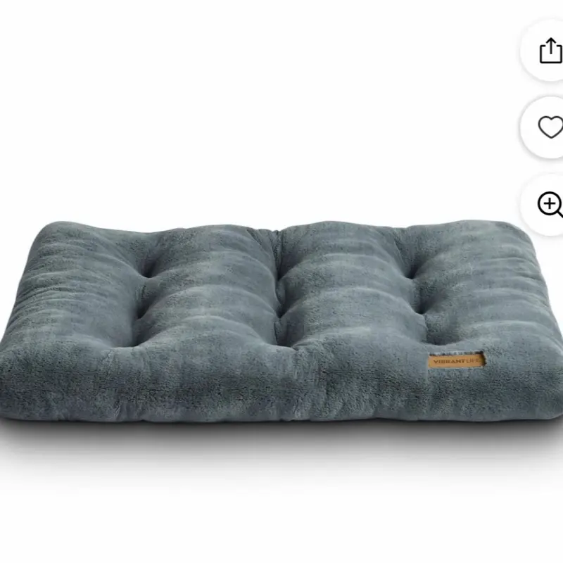 Vibrant Life Large Plush Pillow Dog Bed for Large Breeds, 42" x 32", Grey