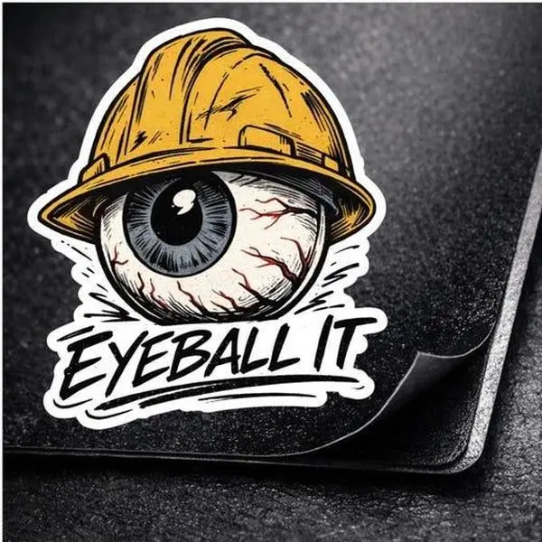 Eyeball It Sticker – Hard Hat Humor Vinyl Decal – Tradesman Carpenter Contractor Sticker, Laptop Water Bottle Decal Sticker, Water Bottle & Laptop | Bold Motivational Gift Sticker