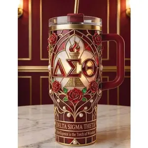 Delta Sigma Theta Stainless Steel Tumbler with Handle – Sorority-Inspired Insulated Cup, Perfect DST Gift for Sisters