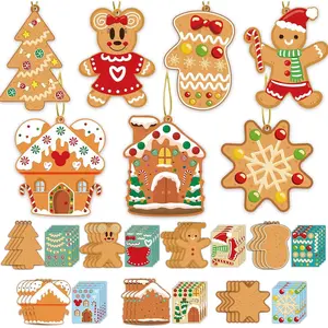 Christmas Ornaments Art and Crafts for Kids - 28pcs DIY Christmas Cutouts with Gingerbread Cookies Man House Christmas Stickers for Tree Home Xmas Party Favors Decorations