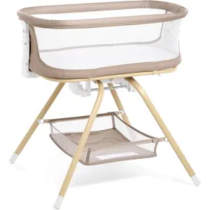 3 in 1 Baby Bassinet, Rocking Bassinets Bedside Sleeper with Calming Motion, Portable Nest for Newborn Infant, Breathable Mesh (Khaki)