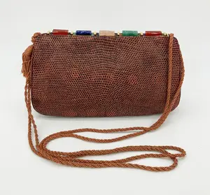 Pre-owned JUDITH LEIBER Lizard Leather clutches & wristlets Vintage Leiber Orange Lizard Clutch